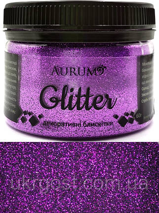 Гліттер декоративні блискітки Aurum Фіолетовий 60г, фото 2