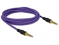 Кабель аудіо-сигнальний Jack 3.5mm 4pin M/M 2.0m Delock (70.08.5599) Long 1:1 AWG24 AUX Gold Textile