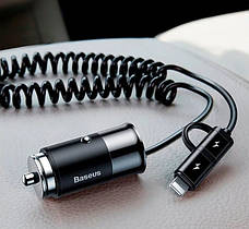 Автомобільний зарядний пристрій в прикурювач Baseus 24 В USB - Type-C/ Lightning Чорний (CCALL-EL01), фото 4