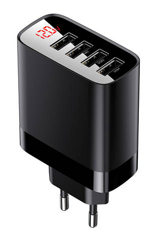 Зарядний пристрій (швидка зарядка) для телефону Baseus 4хUSB 2.4 А Fast Charge Чорний (CCJMHB-B01), фото 1