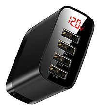 Зарядний пристрій (швидка зарядка) для телефону Baseus 4хUSB 2.4 А Fast Charge Чорний (CCJMHB-B01), фото 3