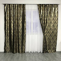 Готові жакардові штори в будинок кімнату квартиру, штори на тасьмі для залу спальні дитячої Золото (SH-027-8), фото 6