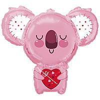 А коала розовая с сердцем уп p35. Шар воздушный фольгированный Влюбленная коала. В уп