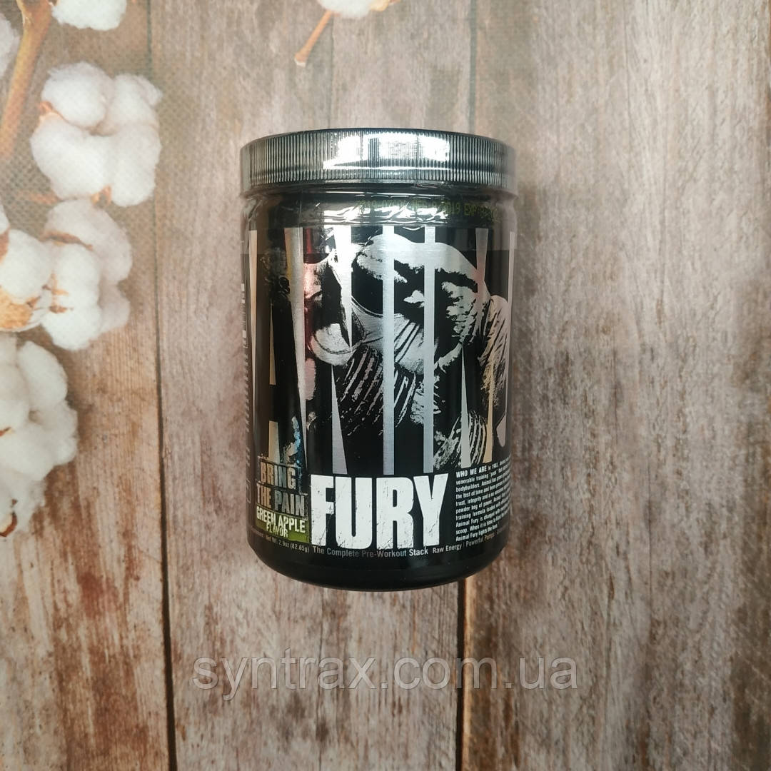 Universal Nutrition Animal Fury 82g 5 serv green apple, передтренерувальний комплекс