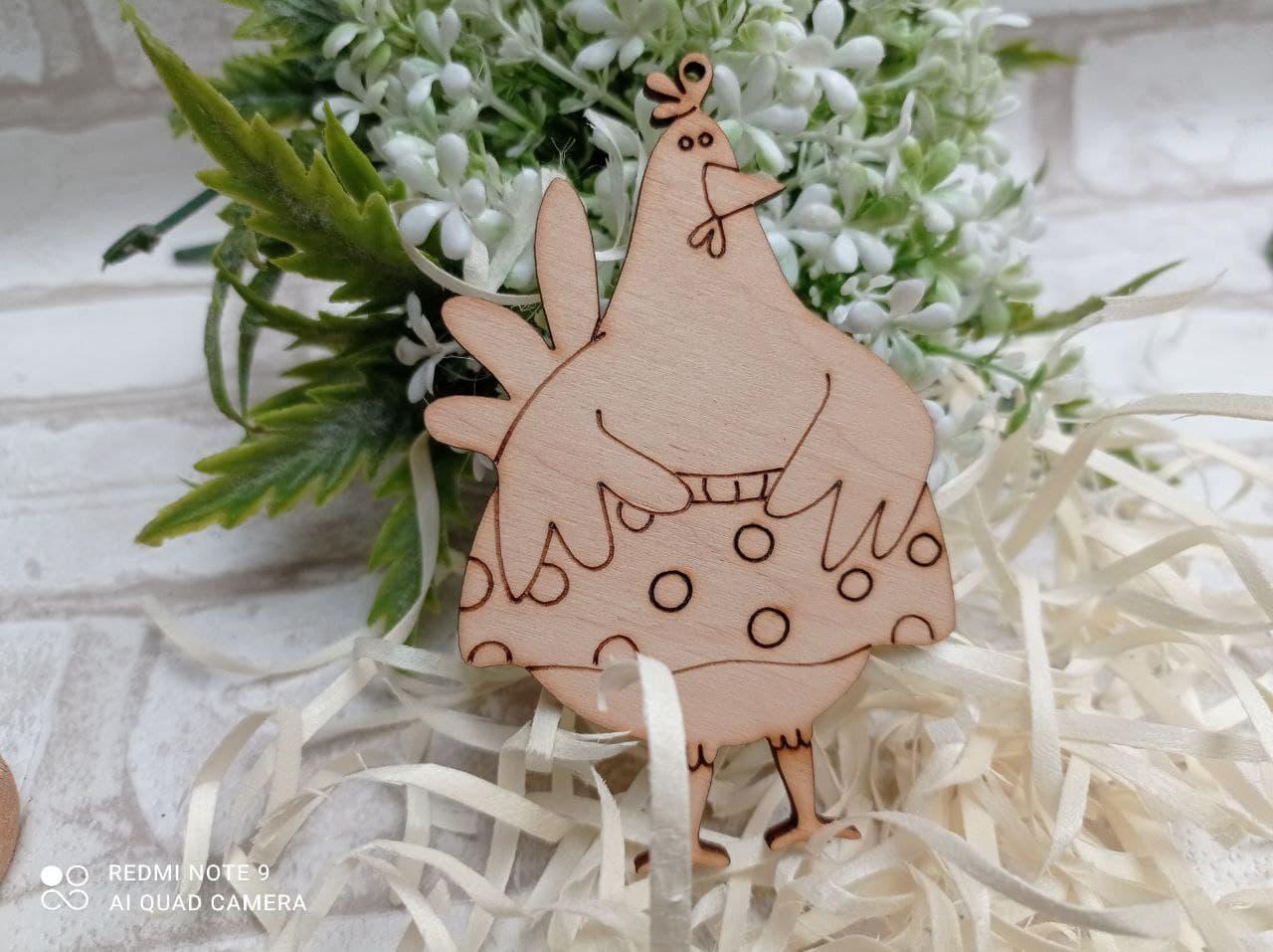 Курочка заготовка до Великодня, фанера 9,5х6см, фото 1