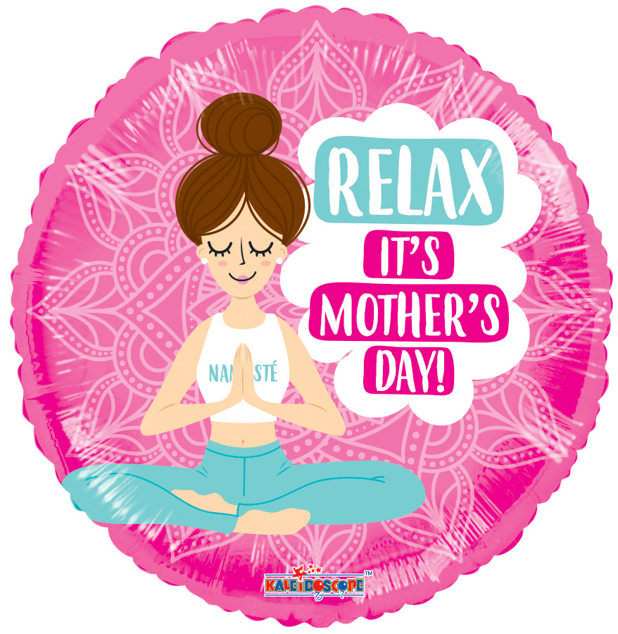 К 17" Happy Mother's Day Yoga Mom Foil Balloon. Фольгована куля З Днем матері