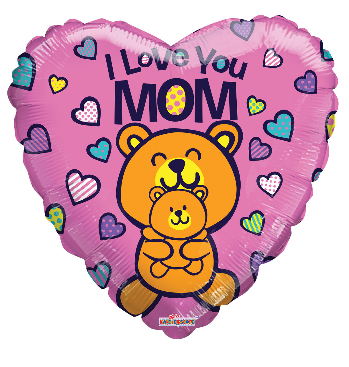 К 18" Love You Mom Bears Balloon. Фольгована куля серця З Днем матері