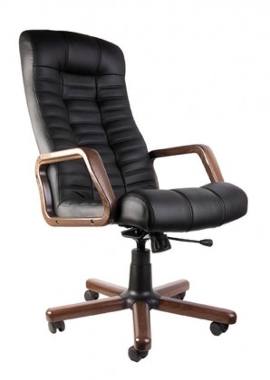 Высокое кресло руководителя с деревянными подлокотниками ATLANT EXTRA 1.031 в черном цвете - фото 1 - id-p16512904