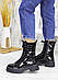 Черевики жіночі демісезонні осінні шкіряні берці чорні на шнурівці, фото 5