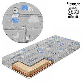 Ортопедичний кокосовий матрац у дитяче ліжечко двошаровий (кокос + поролон) 120х60х5 см