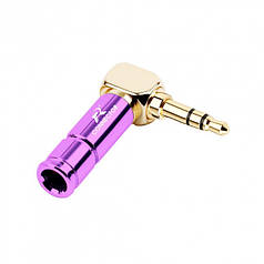 Штекер кутовий металевий під паяння R Connector FreeEnd — Jack 3.5 мм, TRS 3 pin Purple/Gold