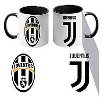 Чашка цветная черная ФК Ювентус Juventus Италия (zc0007)