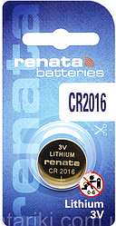 Батарейки-Таблетки Renata CR2016/3V блістер 1шт.