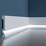 Ударостійкий плінтус з LED підсвічуванням LPC-19LE з дюрополімер білого кольору Cezar висотою 98 мм .Плінтус c, фото 2