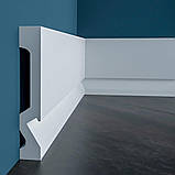 Ударостійкий плінтус з LED підсвічуванням LPC-19LE з дюрополімер білого кольору Cezar висотою 98 мм .Плінтус c, фото 3