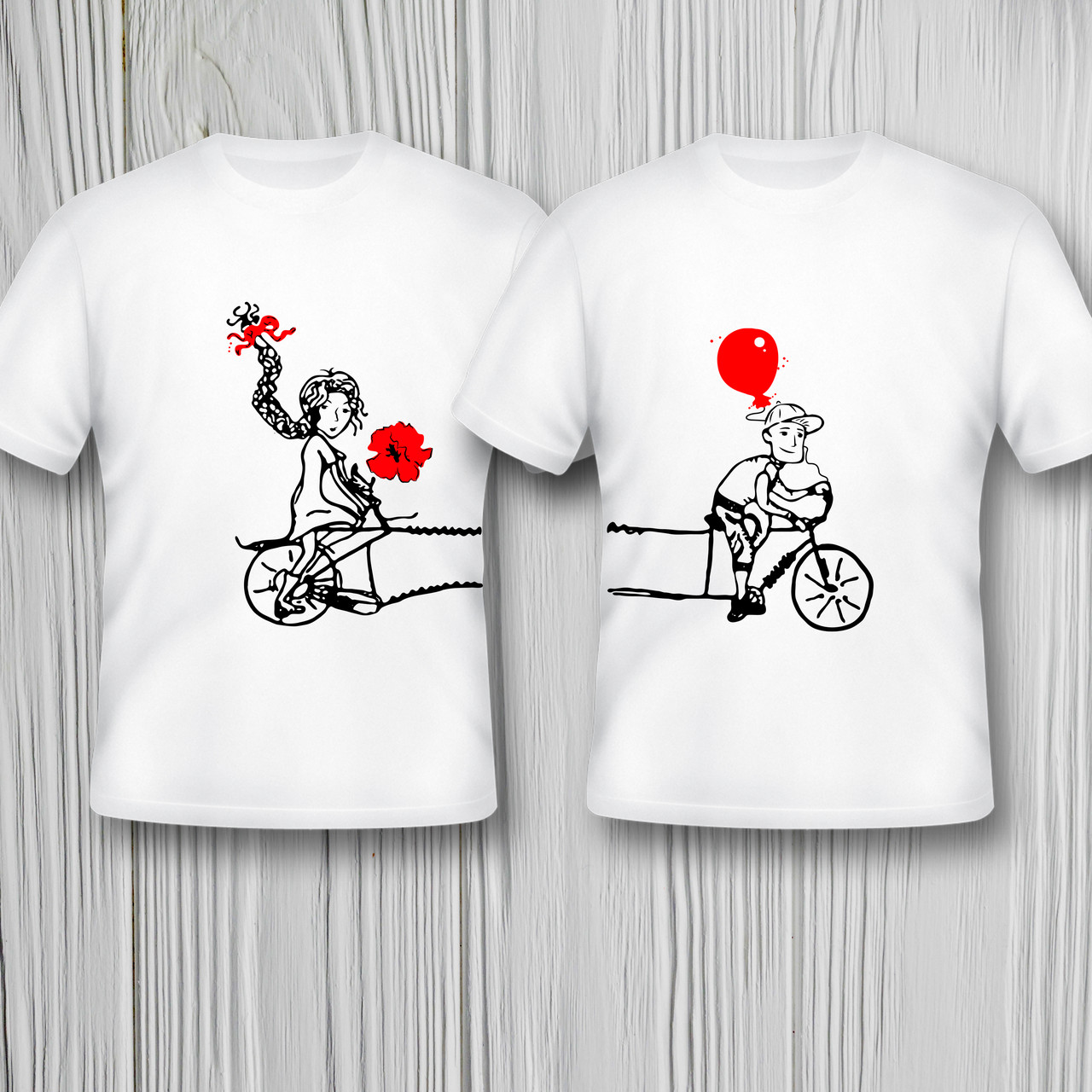 Парна футболка з принтом "Велосипед для двох" Push IT