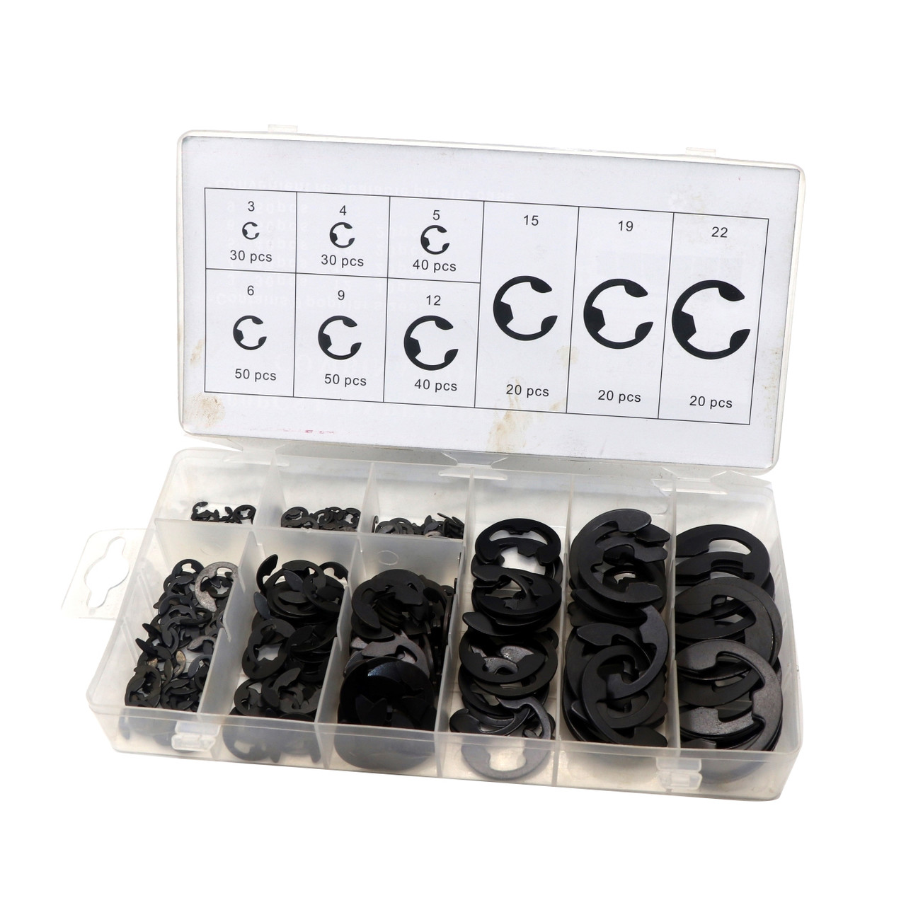 Набір стопорних кілець зовнішніх тип E 300 шт., 9 видів стопорних кілець ТИП Е, фото 1