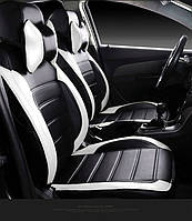 Чехлы на сиденья Volkswagen Caddy (Фольксваген Кадди) модельные MAX-L из экокожи Черно белый