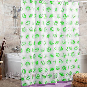 Незвичайні штори для ванної "Міранда" 180х200 см Туреччина Star Fish green