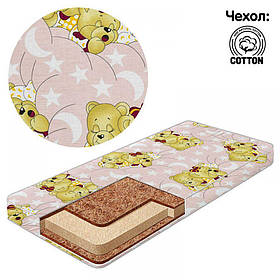 Ортопедичний кокосовий матрац у дитяче ліжечко двошаровий (кокос + поролон) 120х60х5 см