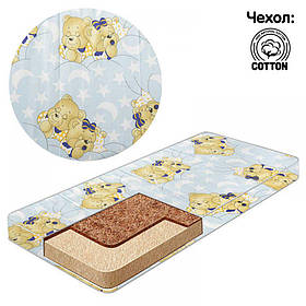 Ортопедичний кокосовий матрац в дитяче ліжечко двошаровий (кокос+поролон) 120х60х5 см