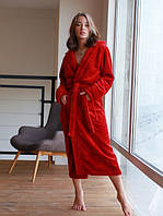 Халат жіночий махровий довгий (банний халат жіночий) бордовий