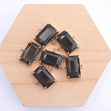Коннектор для прикрас хрустальний, 1,7*1,6 см, контур - метал, колір чорний
