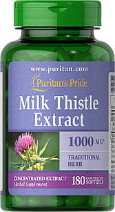 Розторопша силімарин Puritan's Pride Milk Thistle Silymarin 4:1 Extract 1000 mg 180 гелевих капсул