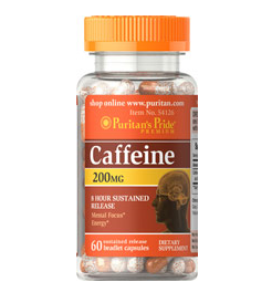 Предтренировочний комплекс Puritan's Pride Caffeine 200 мг (60 капс) Оригінал! (336096)