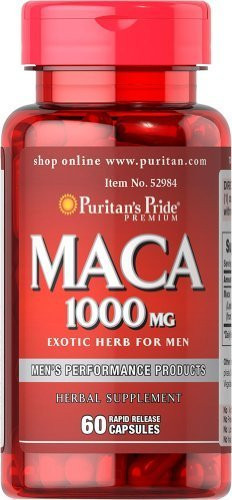 Предтренировочний комплекс Puritan's Pride Maca 1000 мг (60 капс) Оригінал! (336160)