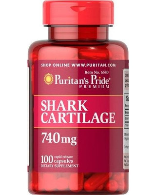 Препарат для відновлення суглобів і зв'язок Puritan's Pride Shark Cartilage 740 мг (100 капс) Оригінал!