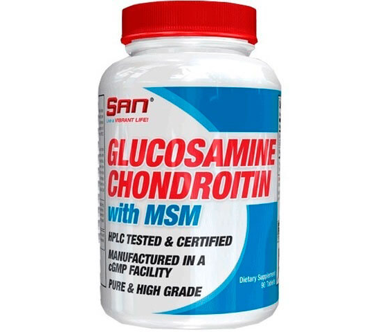 Препарат для відновлення суглобів і зв'язок SAN Glucosamine Chondroitin with MSM (90 таблеток) Оригінал!