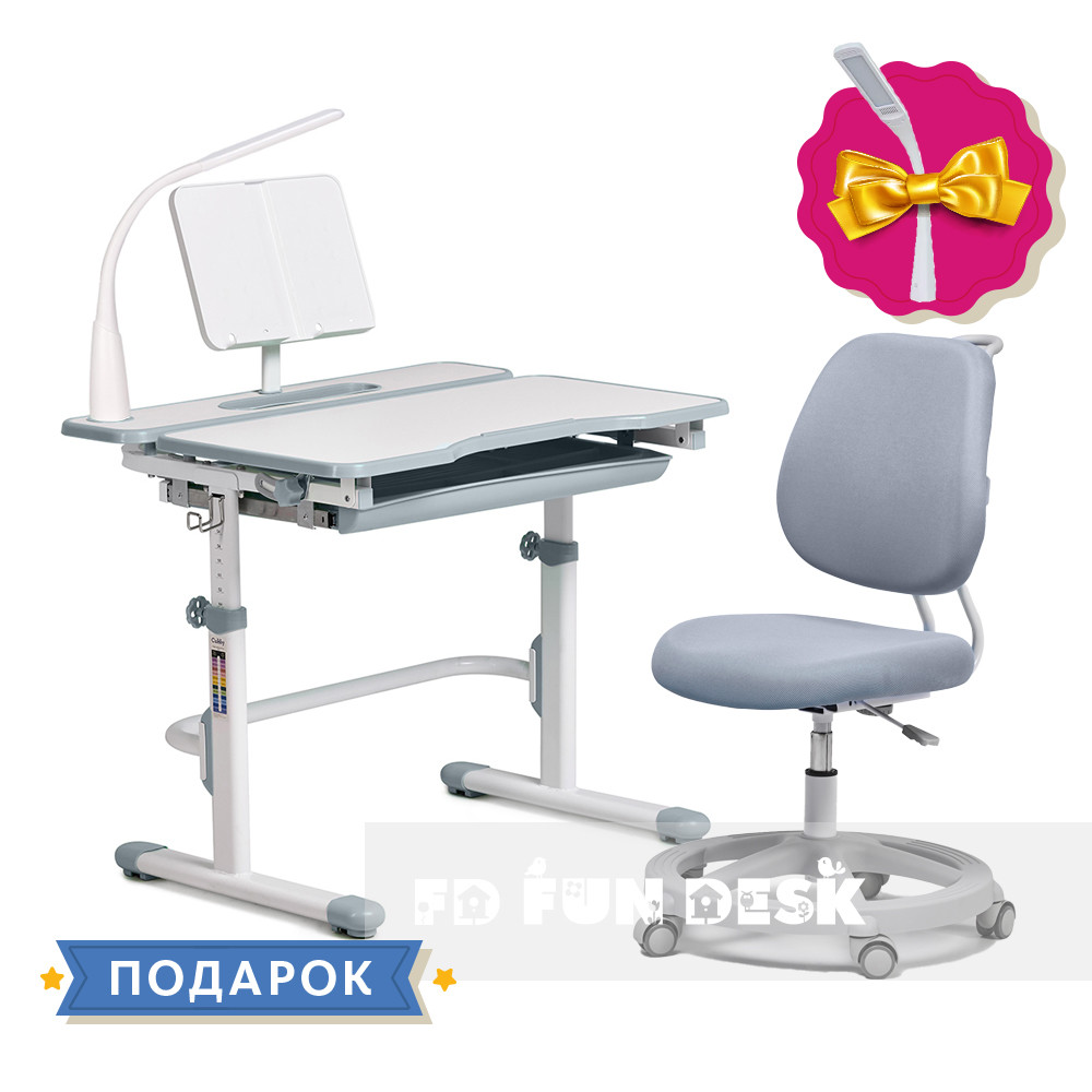 Комплект зростаюча парта Cubby Fressia Grey + ергономічне крісло FunDesk Pratico Grey