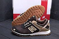 Мужские кожаные коричневые кроссовки new balance