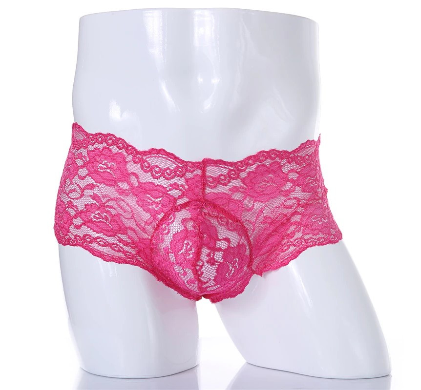 Труси чоловічі боксери мереживні рожеві, чоловічі труси мереживні, фото 1