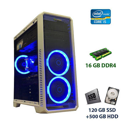 GameMax G561 White LED RGB 3FAN Tower / Intel Core i5-7400 (4 ядра по 3.0 - 3.5 GHz) / 16 GB DDR4 / 120 GB, фото 1