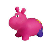Детский игровой прыгун резиновый Bambi Бегемот, розовый. Подарок для девочки от 1 года