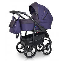 Детская универсальна коляска 3в1 Verdi Max Plus 02 из эко-кожи на алюминиевой раме, фиолетовый