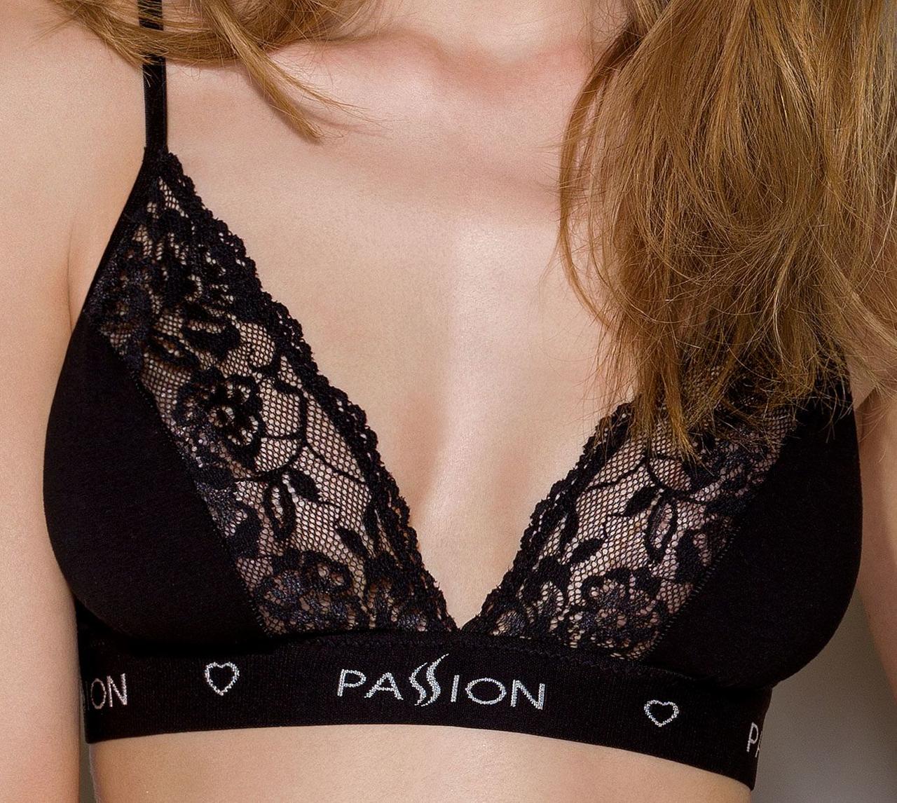 Еластичний топ із мереживом Passion PS001 TOP L Чорний ( SO4175 ) Feromon