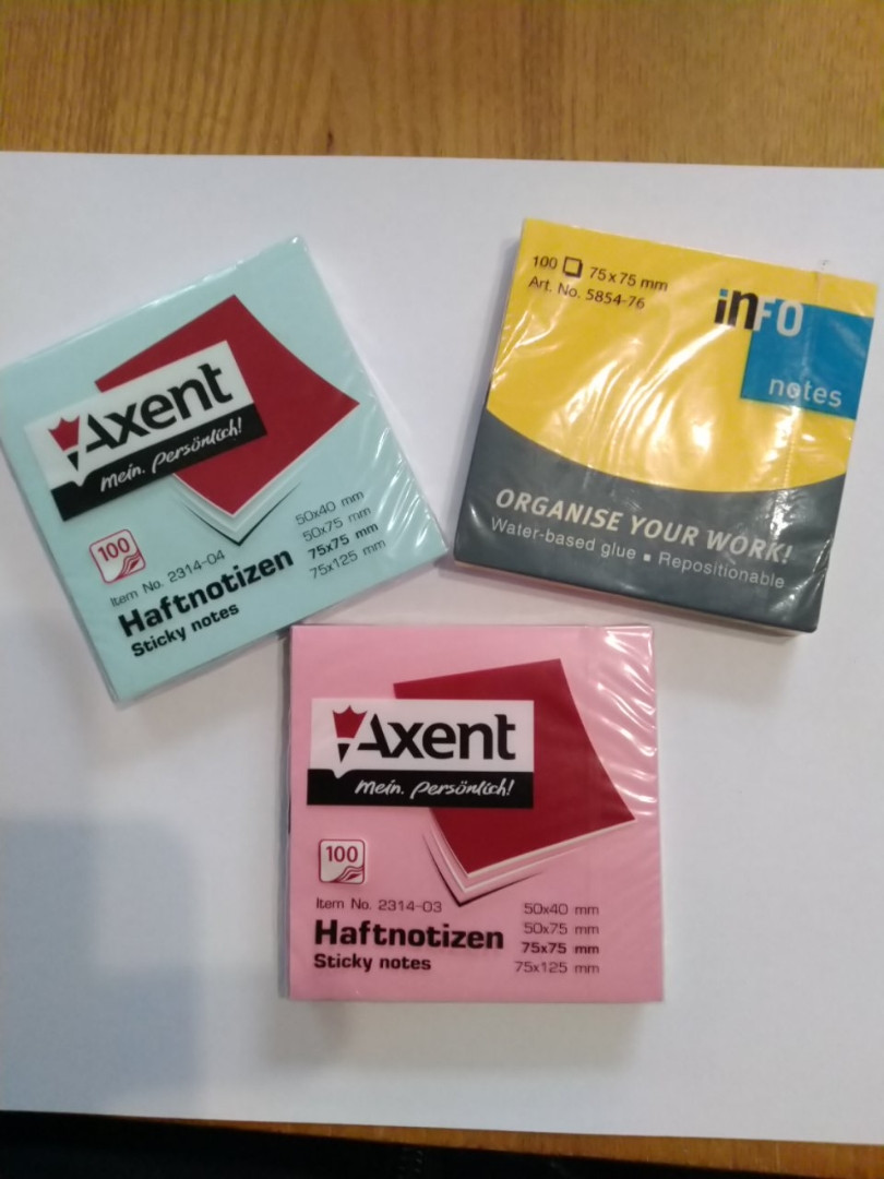 Стикери для нотаток із клейким шаром 75х75 пастель