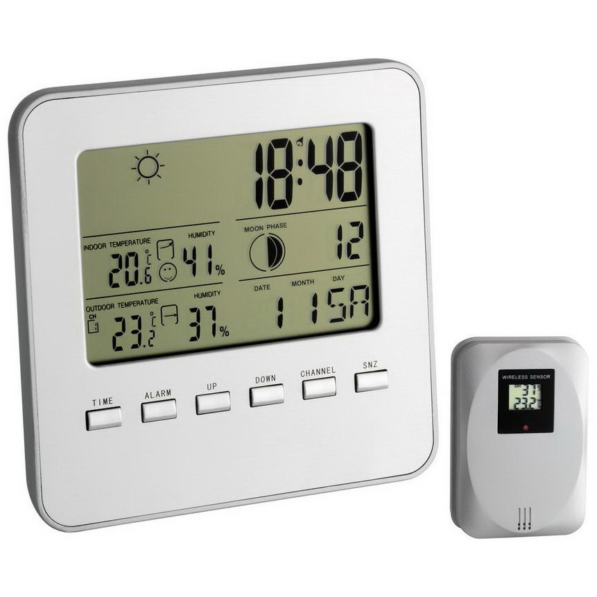 Цифрова метеостанція для дому з бездротовим датчиком TFA Quadro White