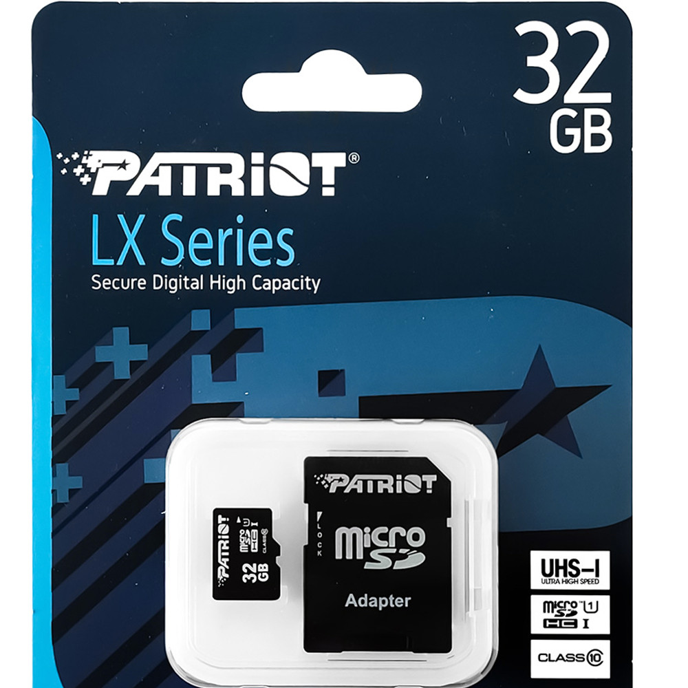 Micro SD Patriot 32GB class 10 + adapter, фото 1