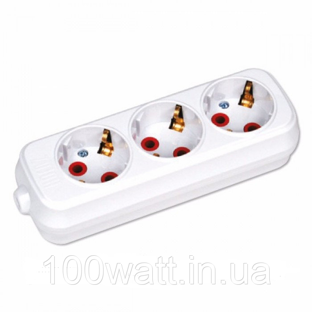 Колодка-касета 3 гнізда із заземленням TEB ELEKTRIK 200-300-301, фото 1