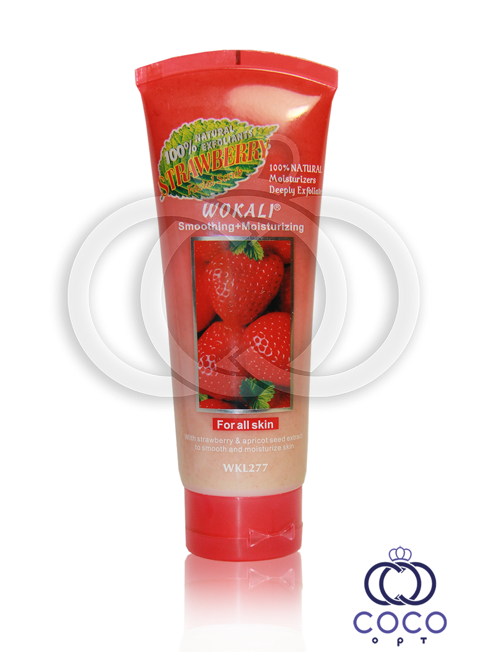 Скраб для обличчя Wokali Smoothing+Moisturizing Strawberry з екстрактом полуниці 120 г