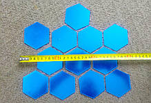 Дзеркальні пластикові наклейки шестикутні 8см*7см пластикові, 12шт набір, стільники мозаїка, фото 2