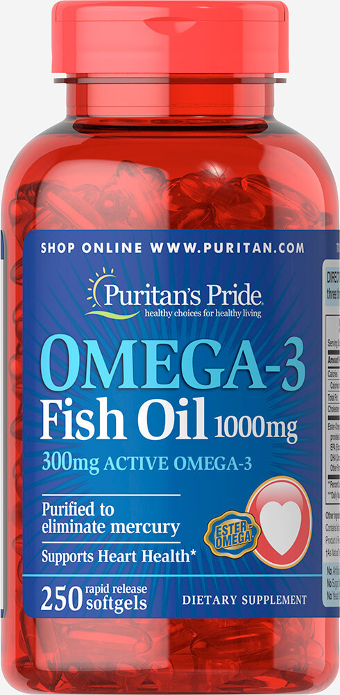 Комплекс незамінних жирних кислот Puritan's Pride Omega 3 1000 мг (250 кап) Оригінал! (337408)