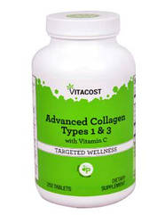 Vitacost Advanced Collagen Type 1&3 with Vitamin C, Колаген з вітаміном C (252 таб.)