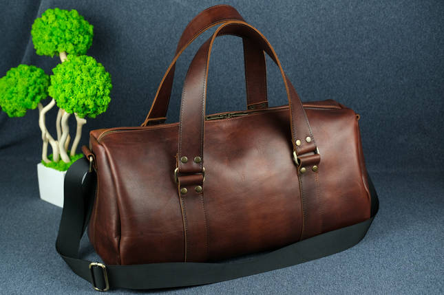 Шкіряна сумка Travel дизайн №80, натуральна шкіра італійський Краст, колір Вишня, фото 2