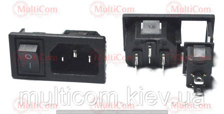01-13-018. Штекер мережний IBM 3pin монтажний, кутовий, із клавішею, пластик