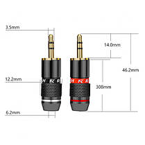 Штекери металеві під пайку R Connector Jack 3.5 мм, TRS 3 pin (комплект 2 шт), фото 3